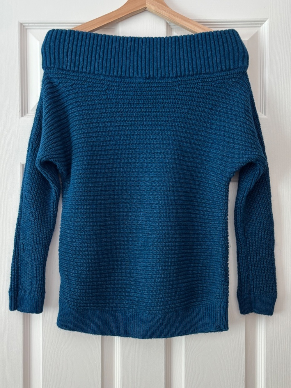 Express Off The Shoulder Chunky Sweater - Teal Size S - Picture 4 of 8